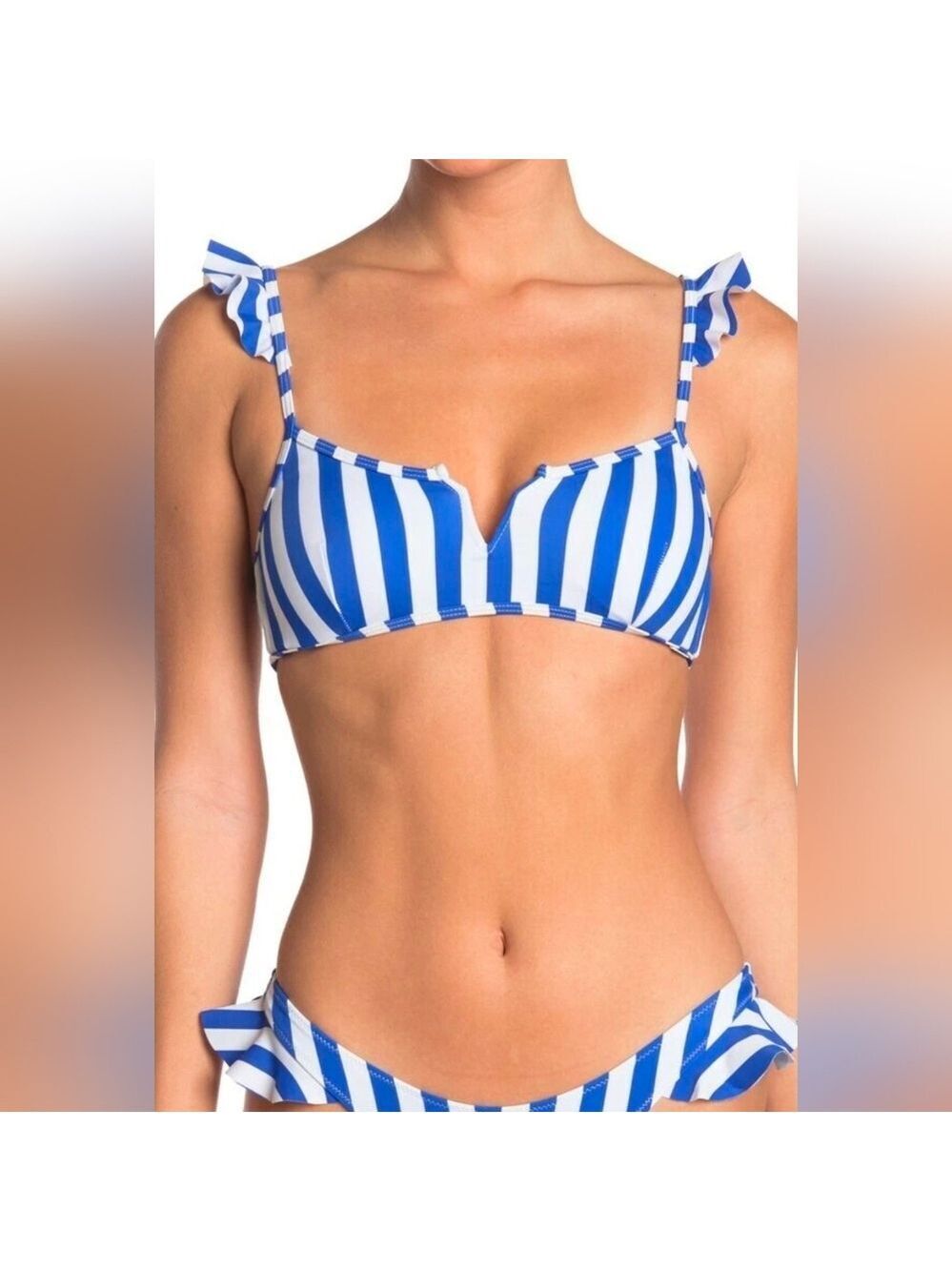 Kendall + Kylie Blue White Stripe Bikini Size Medium
